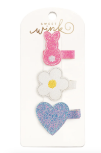 Bunny Vibes Hair Clip Set with flower, bunny, and heart